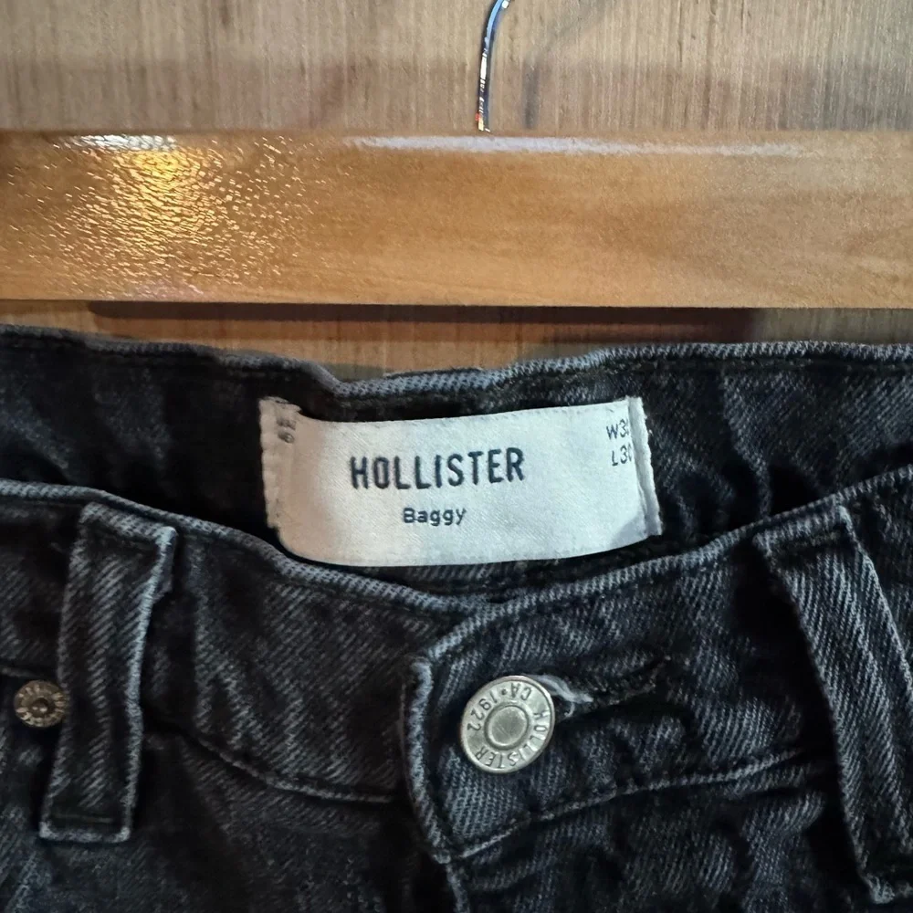 Hollister Baggy High Waisted Black Washed Denim Jeans Size 30